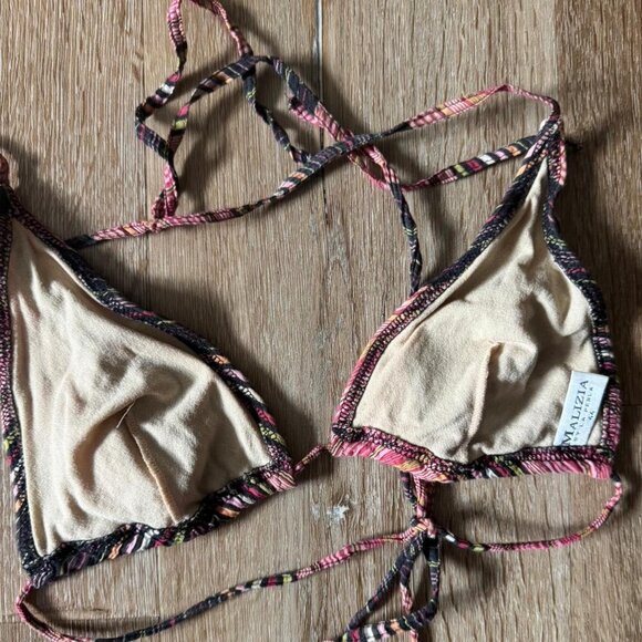 Malizia by La Perla multicolor stripe brown autumn color Bikini Top sz US 8/EU44 - Picture 4 of 4
